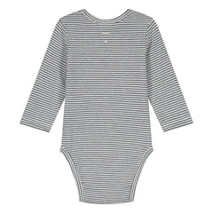 Gray Label - Gestreifter Body Bio-Baumwolle | Grau-blau