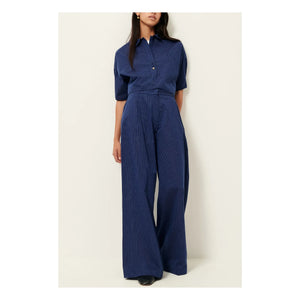 Sessùn - Gestreiftes U-Shirt aus Baumwolle | Marineblau