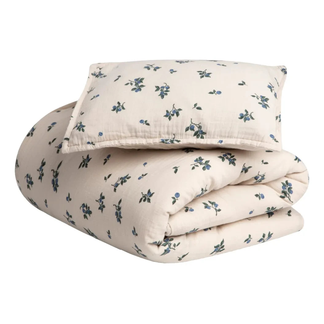 garbo&friends - Heidelbeere Bio-Baumwoll-Musselin-Bettwäsche-Set | Creme