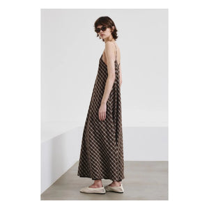 Pomandère - Baumwollkleid mit Karomuster | Schokolade