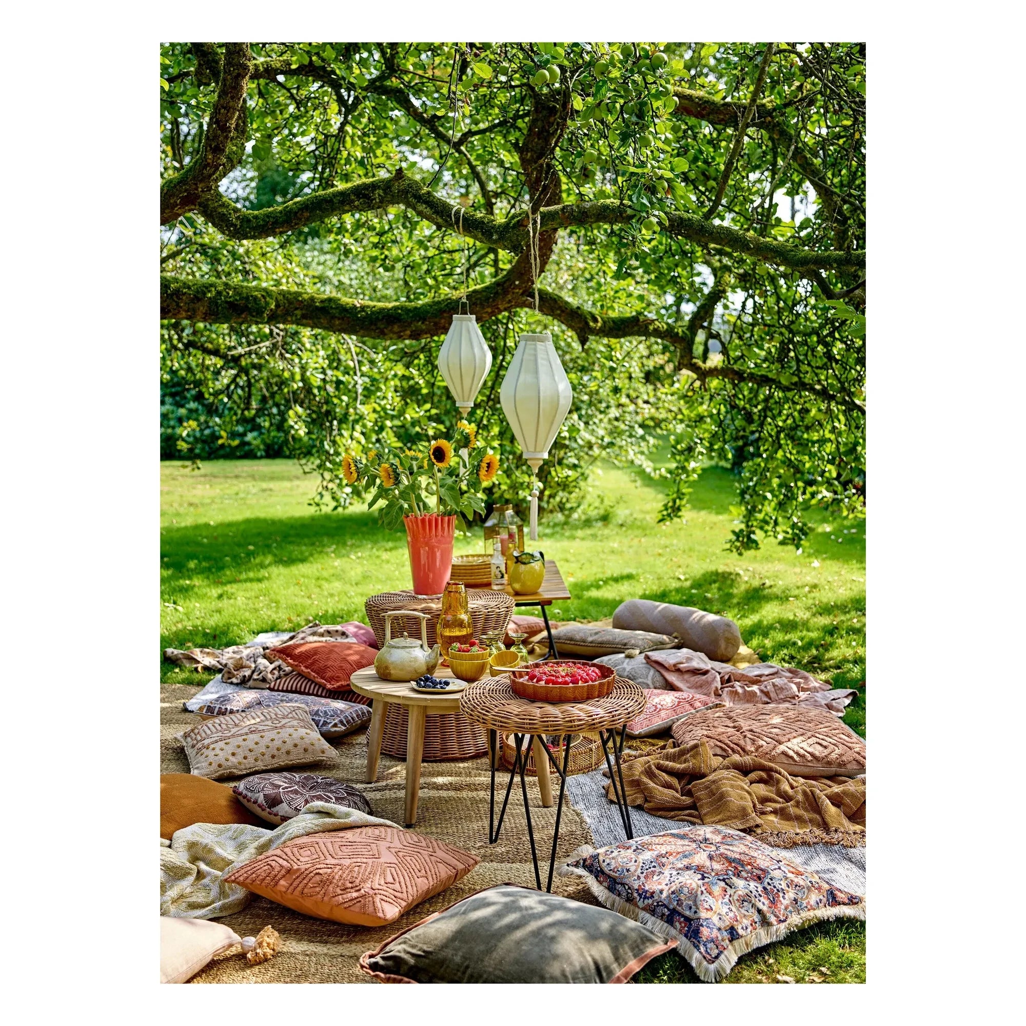 Bloomingville - Pompon Dekostoff-Pendelleuchte | Weiß