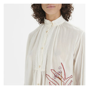 Forte Forte - Boho-Stil bestickte Baumwoll- und Seiden-Voile Bluse | Weiß