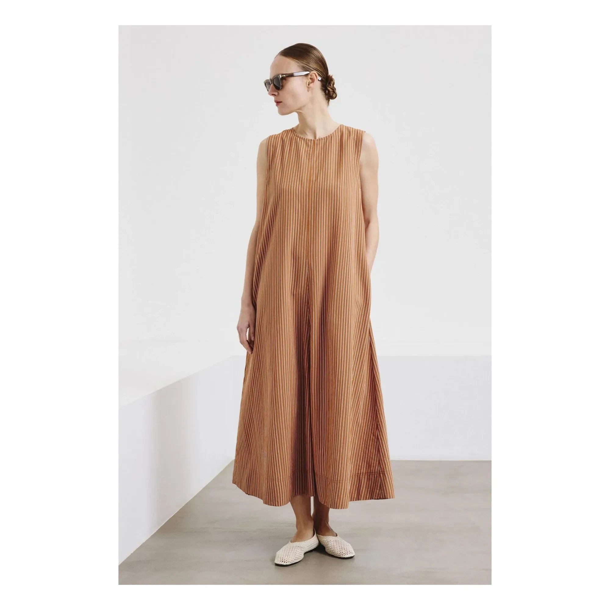 Pomandère - Gestreiftes Kleid | Apricot