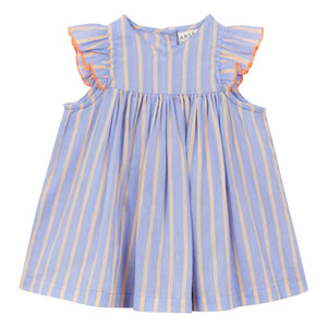 Arsène et Les Pipelettes – Gestreiftes Kleid aus Bio-Baumwolle | Lavendel