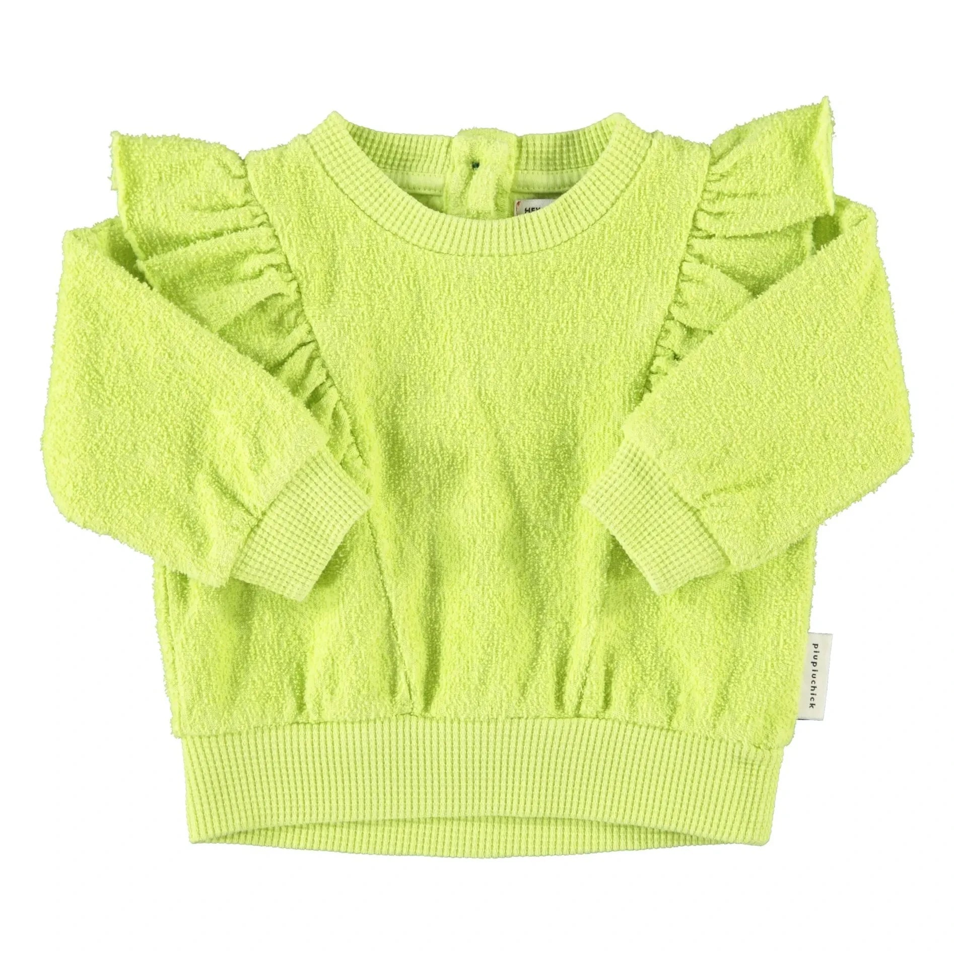 Piupiuchick - Fluoreszierendes Gelb | Gerüschtes Frottee-Sweatshirt aus Bio-Baumwolle
