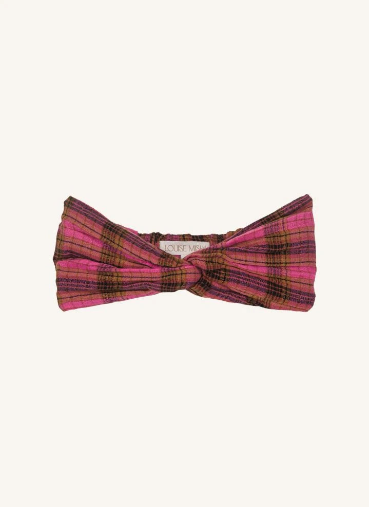 Louise Misha - Julie Carreaux Haarband aus Bio-Baumwolle | Fuchsia