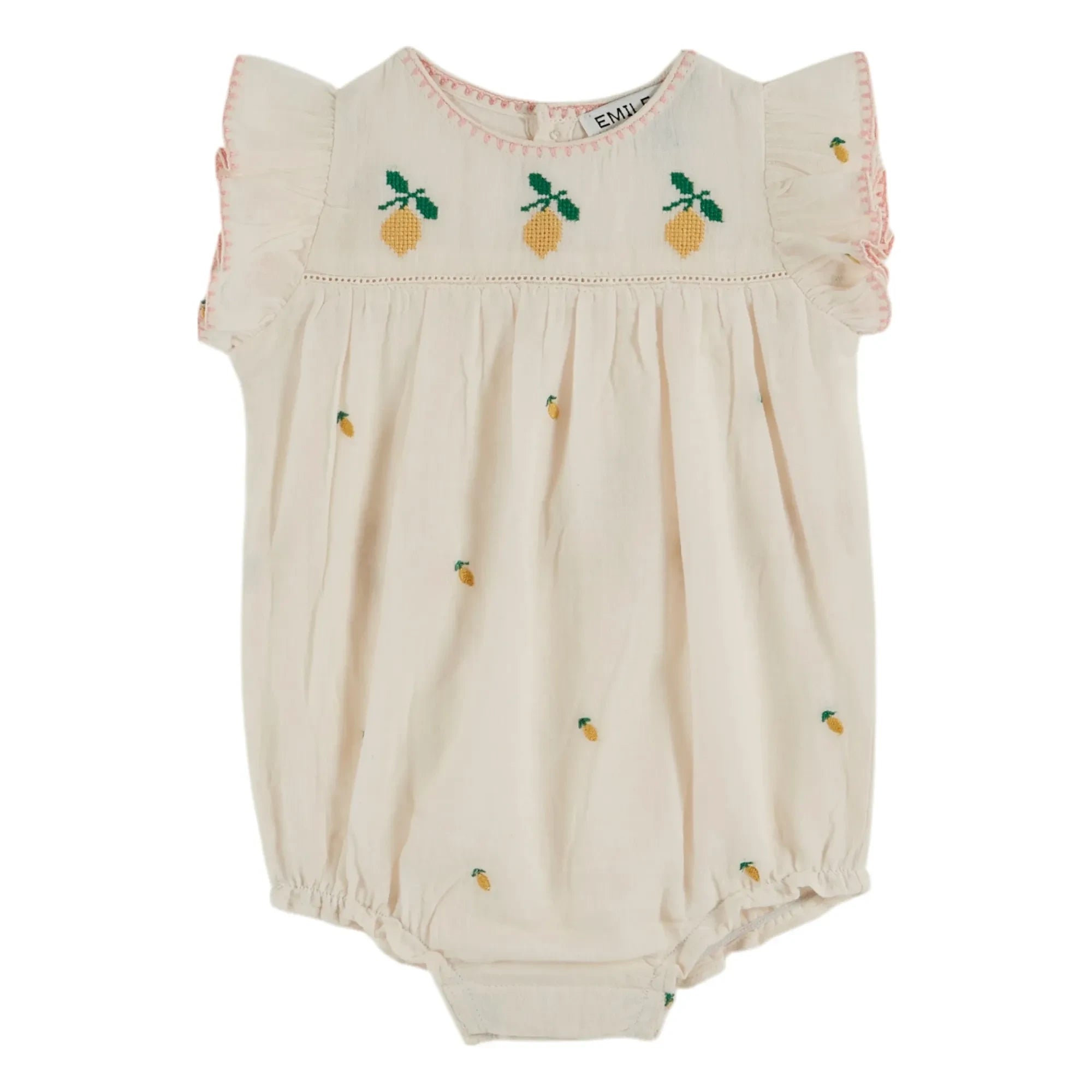Emile et Ida - Overall mit Zitronenstickerei | Creme