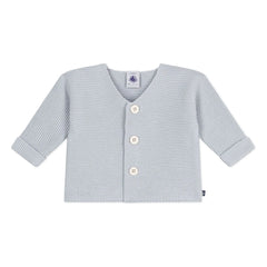 Petit Bateau – Feinstrick-Cardigan aus Bio-Baumwolle | Hellgrau