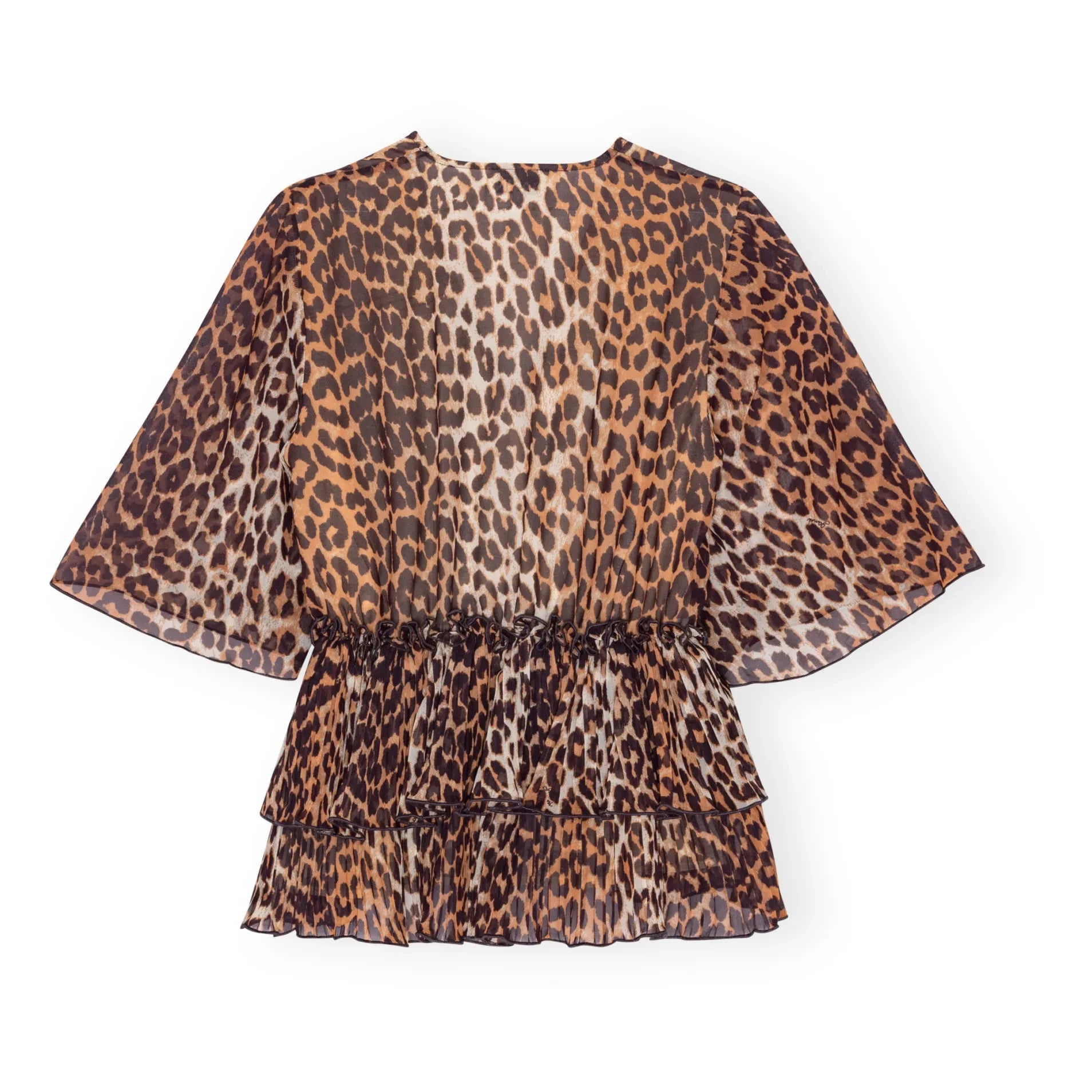 Ganni – Georgette-Bluse aus recycelten Fasern | Leo-Print