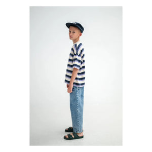 Repose AMS - Boxy Gestreiftes Bio-Baumwoll-T-Shirt | Creme