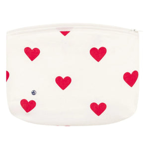 Petit Bateau - Bleistiftetui mit Herz-Motiv aus Bio-Baumwolle | Weiß
