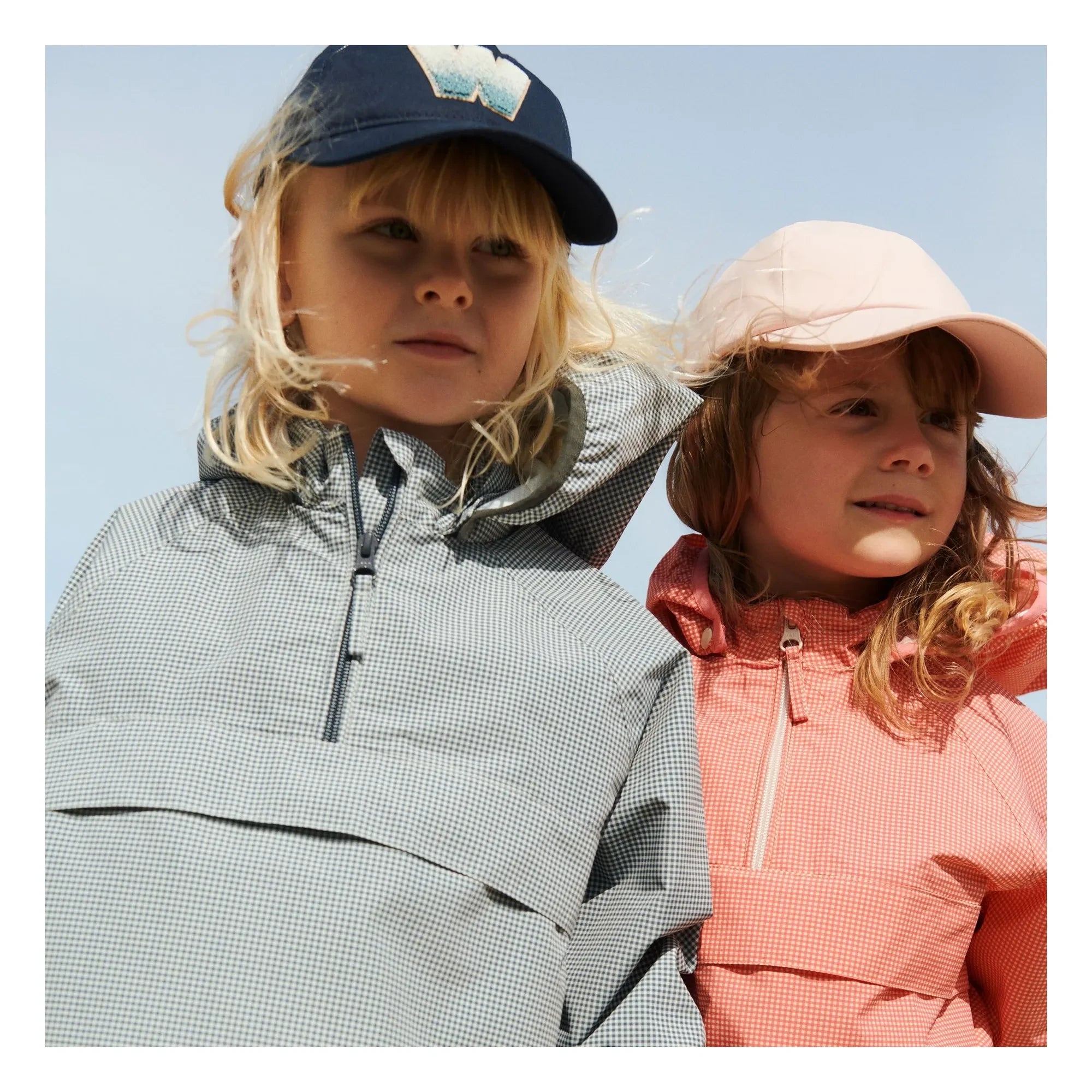 Weizen - Skyen Carreaux Recycelte Faserjacke | Himmelblau