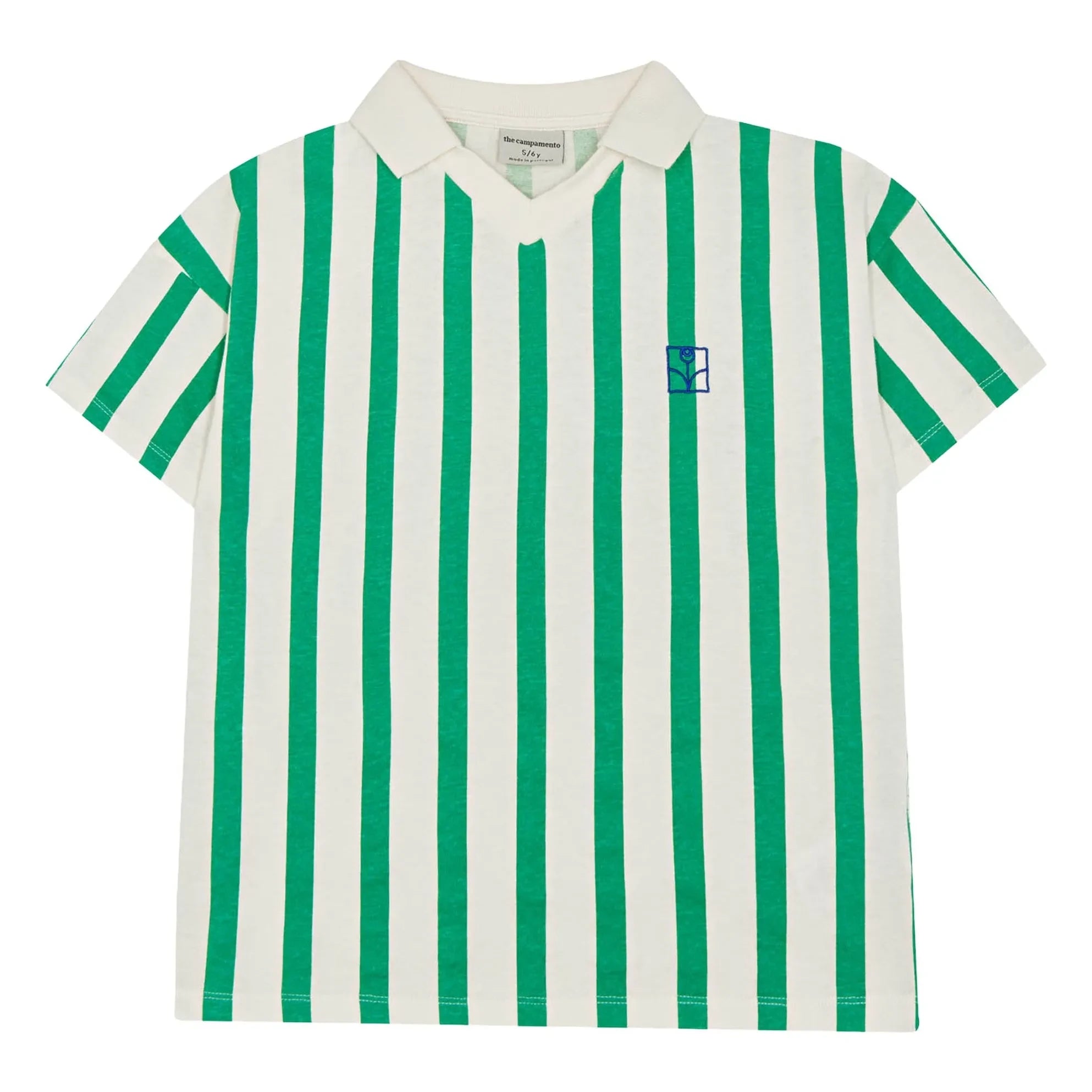 The Campamento - Grünes Oversize-gestreiftes Polo-T-Shirt