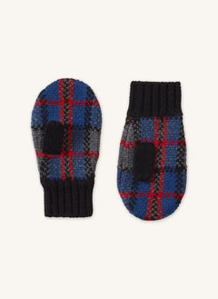 Caramel - Apo Karierte Merinowollhandschuhe | Grau Blau