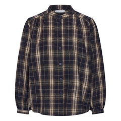 By Bar - Jacquard-Karo Bluse | Dunkelblau