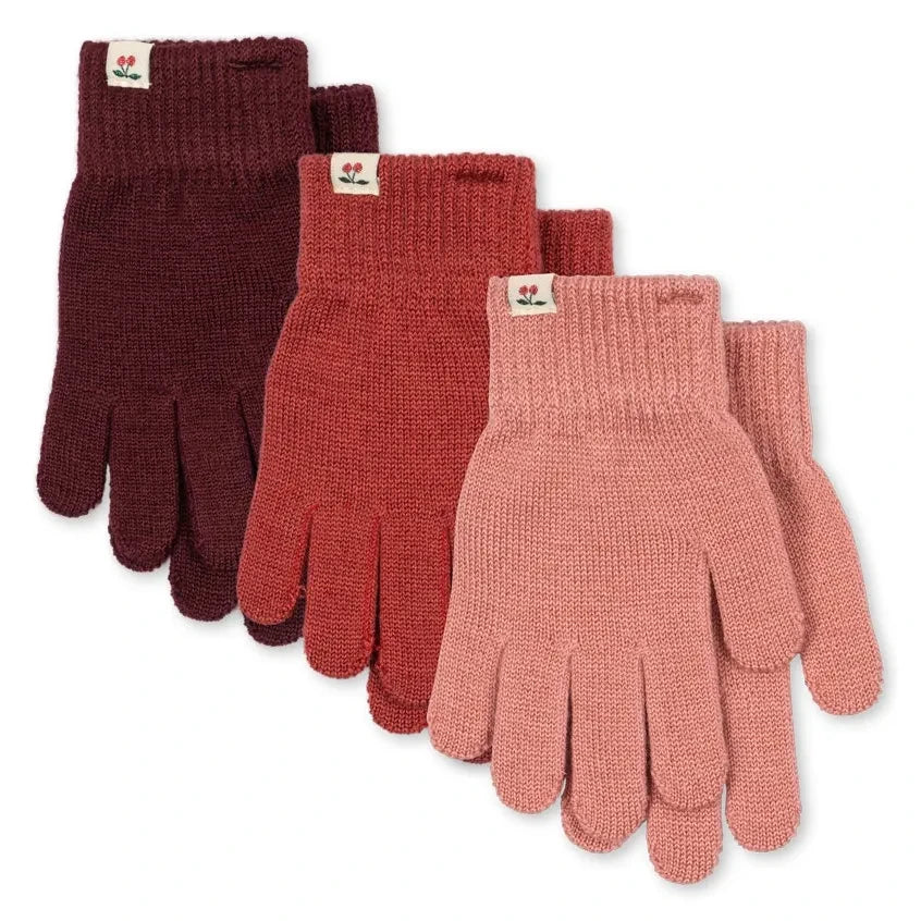 Konges Sløjd - 3 Paar Filla Wollhandschuh-Set | Rosa