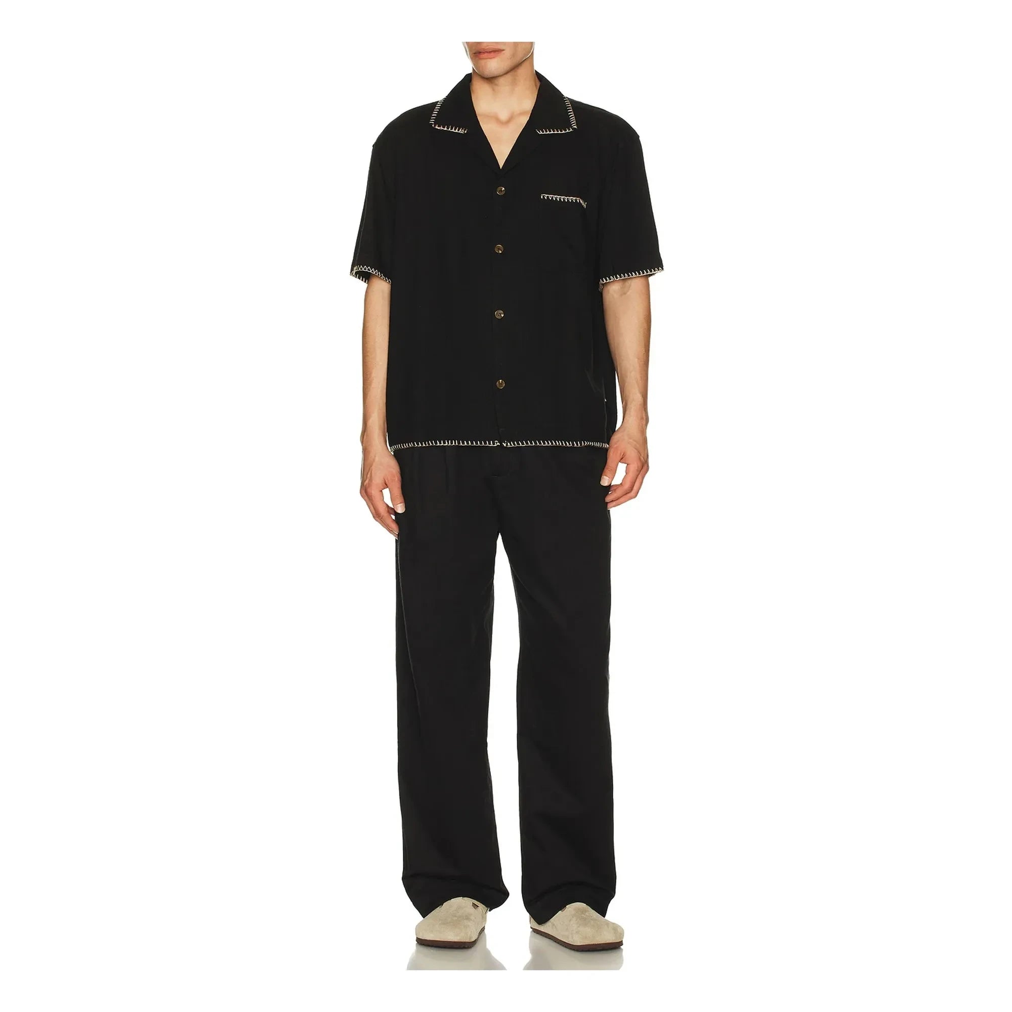 Rhythm - Relaxed Whip Kurzarm Hemd | Schwarz