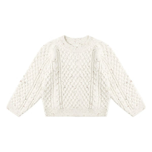 Rylee + Cru - Zopfstrickpullover Chiné | Naturweiß