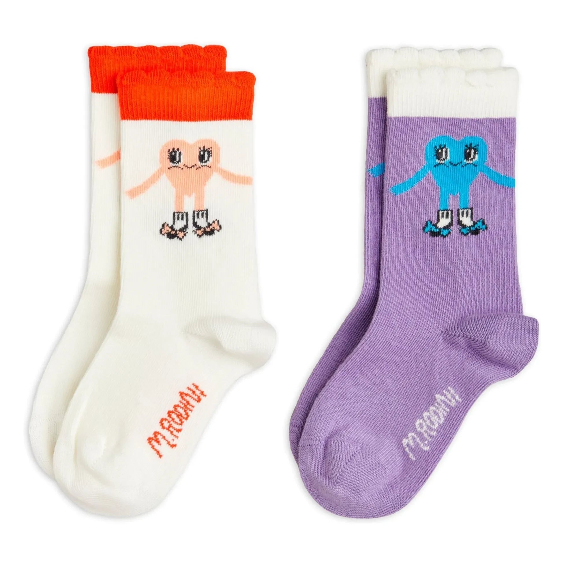 Mini Rodini - 2 Paar Socken im Herz-Design aus Bio-Baumwolle | Weiß