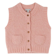 Emile et Ida - Ärmellose Strickjacke aus Merinowolle | Hellrosa