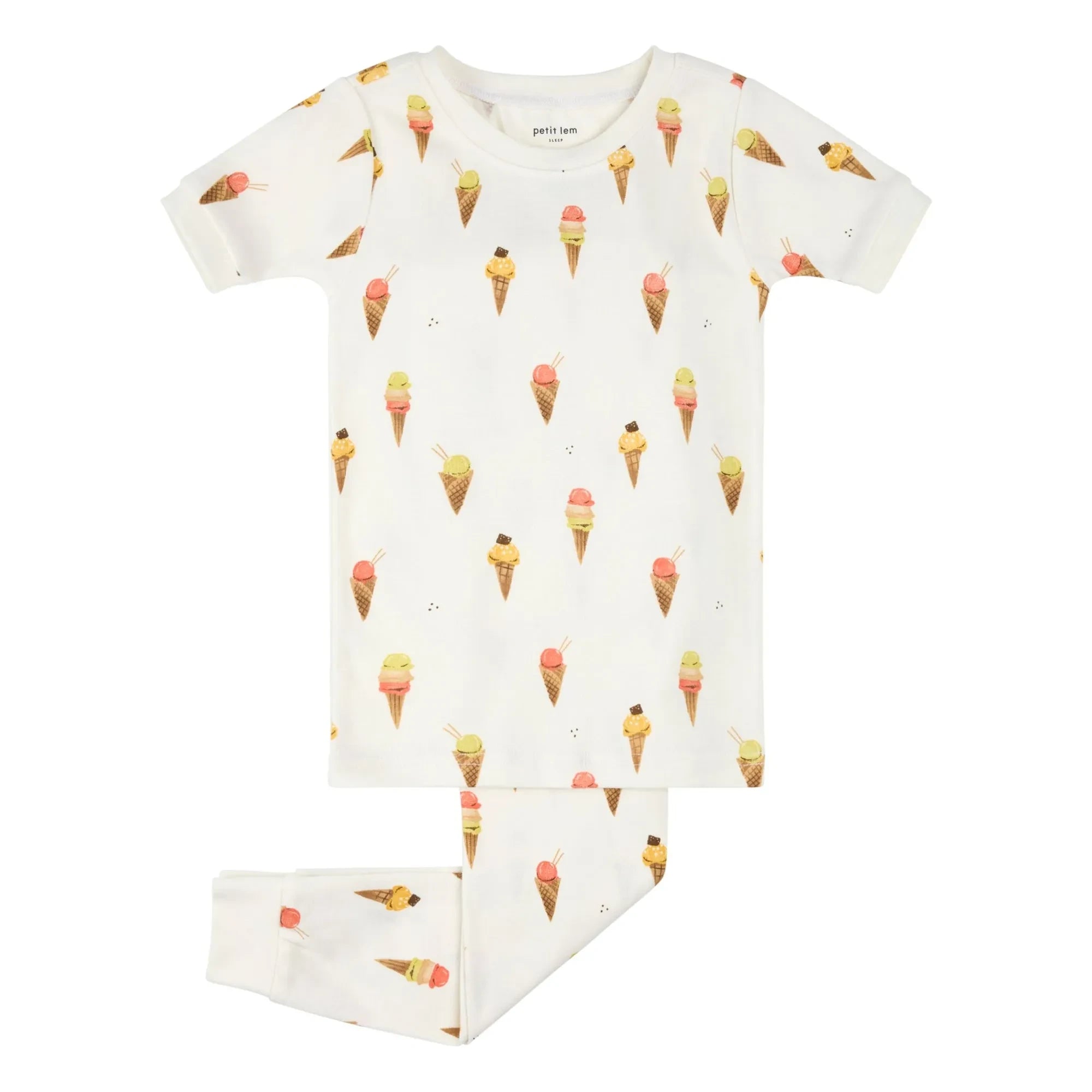 Petit Lem - Eiswaffel-Pyjama aus Bio-Baumwolle | Beige