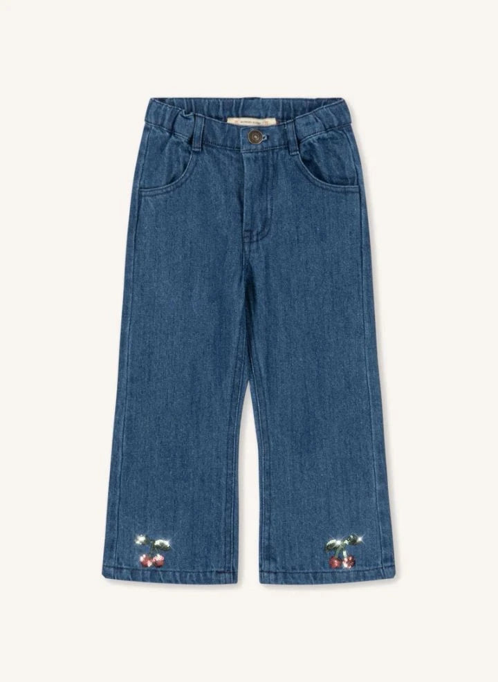 Konges Sløjd - Jean Flare Elba Cherries Bio-Baumwolle | Blau