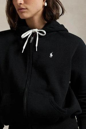 Polo Ralph Lauren fermuarlı kapüşonlu kadın sweatshirt pamuklu
