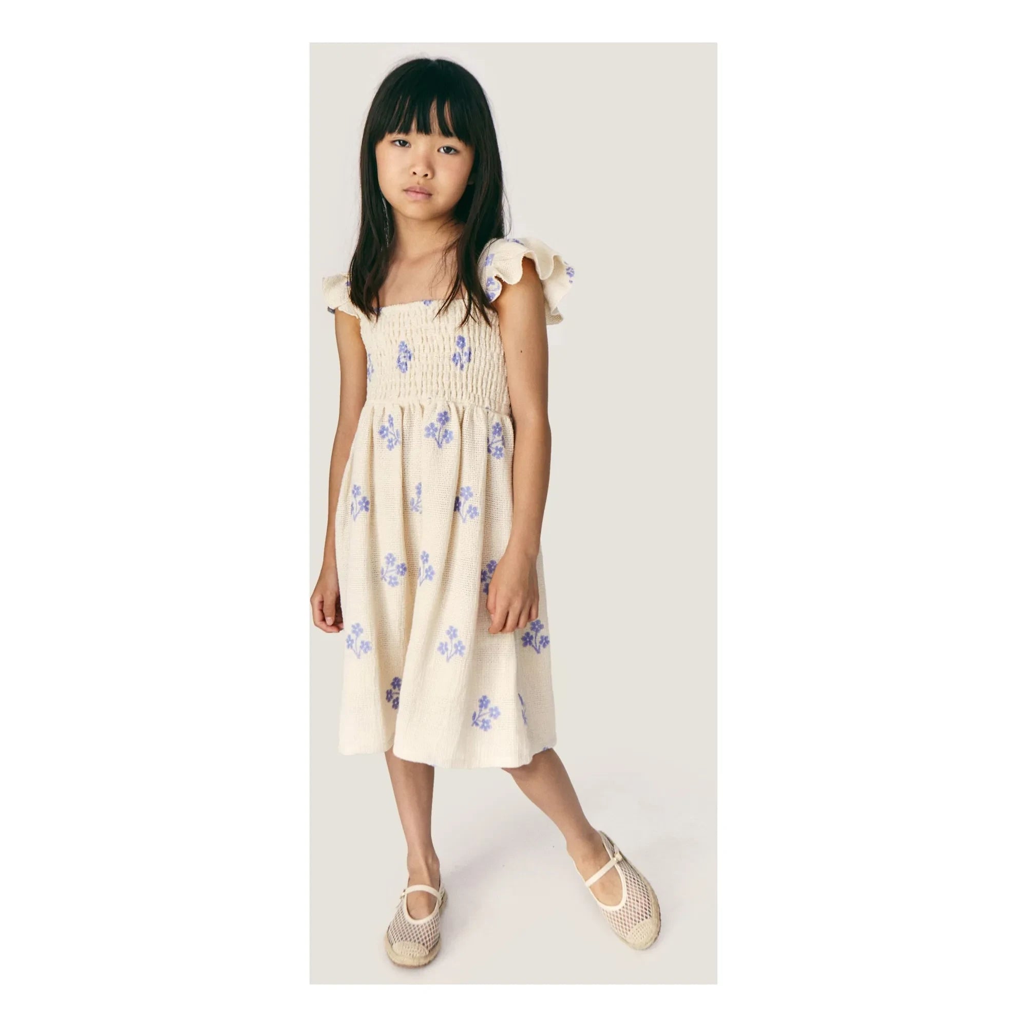 Mipounet - Sandrine Fleurie Bio-Baumwollkleid | Ecru
