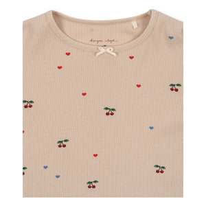 Konges Sløjd - Ella Cerises Rippstrick-T-Shirt aus Bio-Baumwolle | Staubrosa