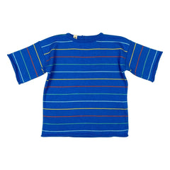 Bayiri - Gestreiftes T-Shirt aus Bio-Baumwolle mit Pflanzenmotiv | Blau