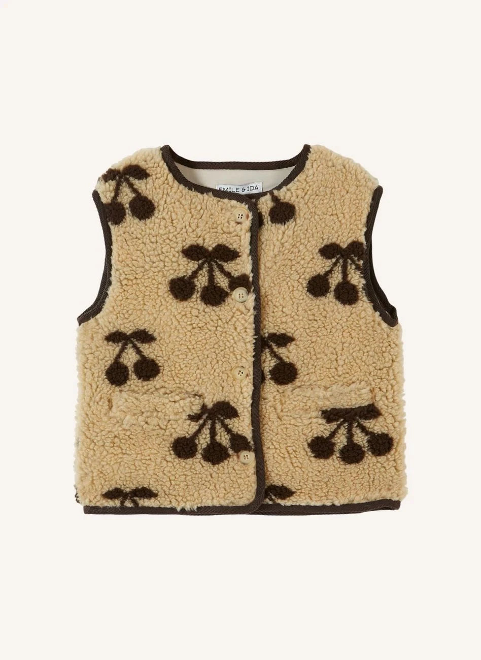 Emile et Ida - Cerises Sherpa Ärmellose Jacke | Beige