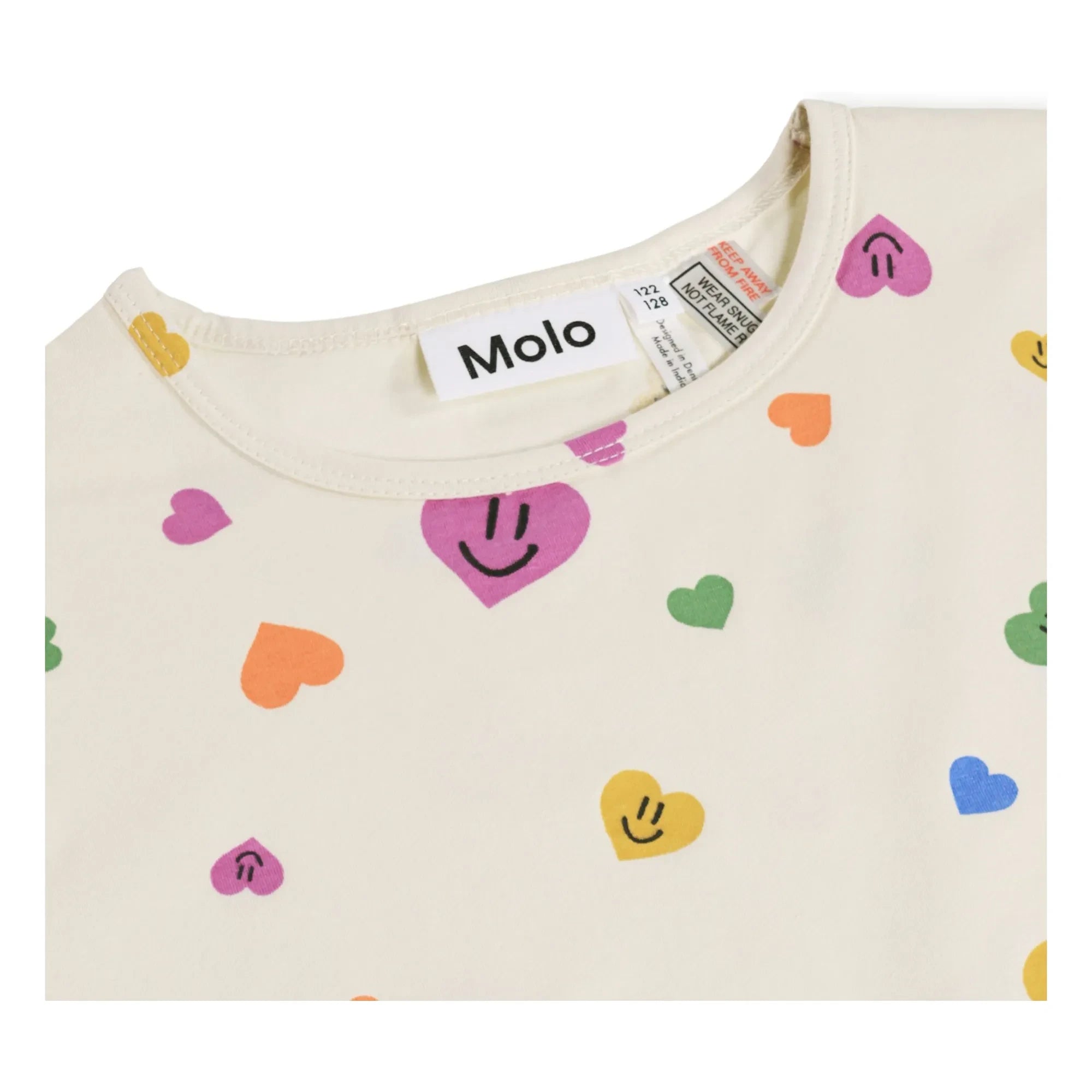 Molo - Luvis Hearts Pyjama mit Shorts aus Bio-Baumwolle | Ecru