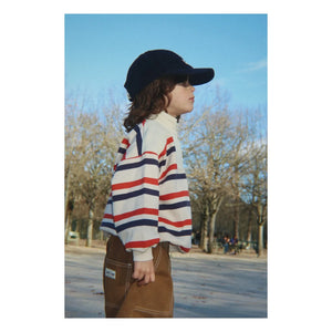 Konges Sløjd - Loupy Gestreiftes Bio-Baumwoll-Sweatshirt mit Reißverschluss | Ecru