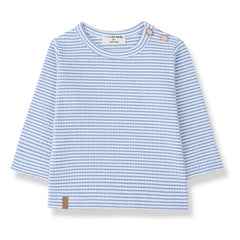 1+ in the family - Perello Rippstrick-Gestreiftes T-Shirt | Hellblau