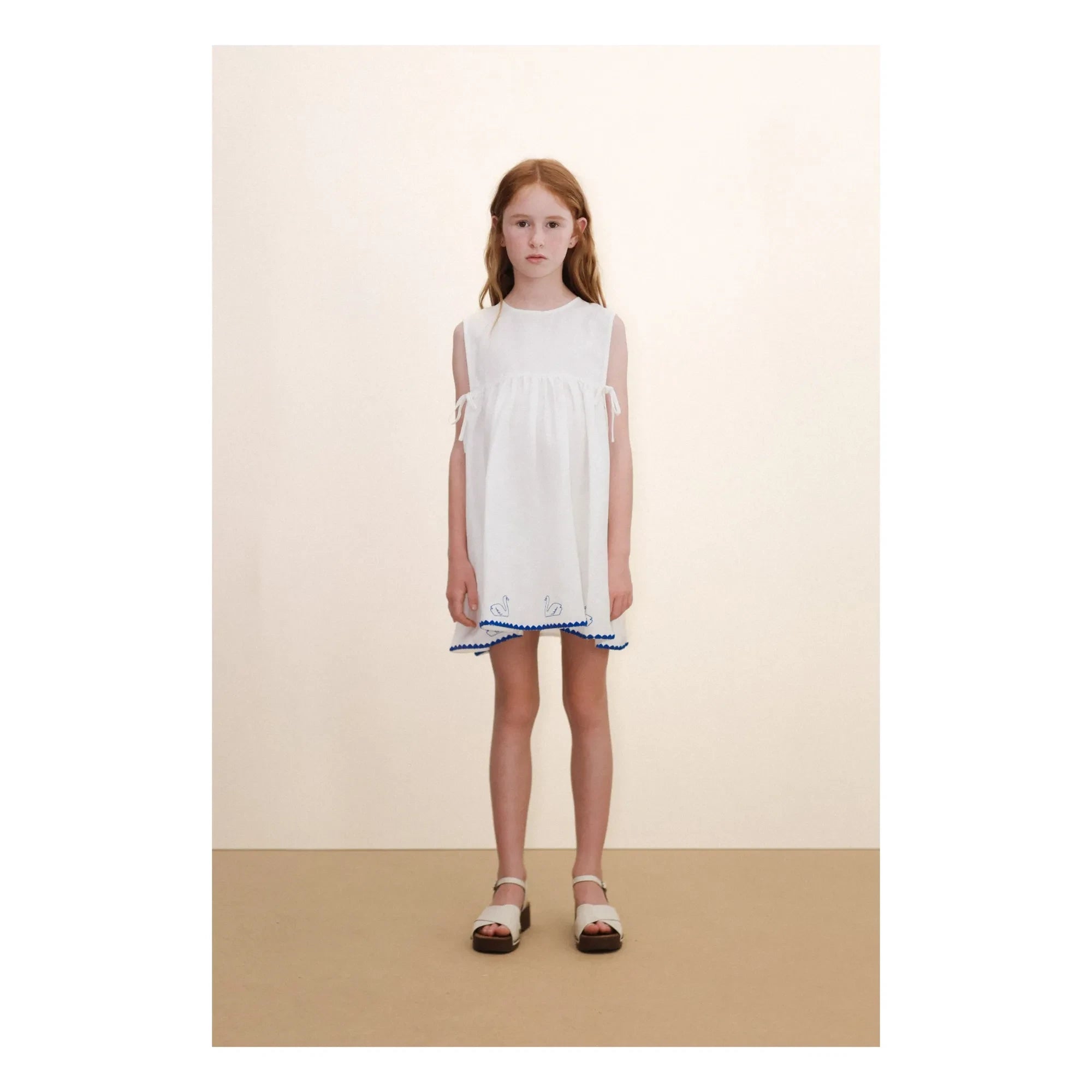 Tinycottons - Leinenkleid Schwäne | Weiß