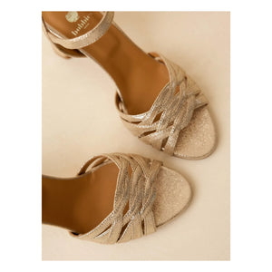 Bobbies - Loren Sandale Lamé-Leder | Champagner