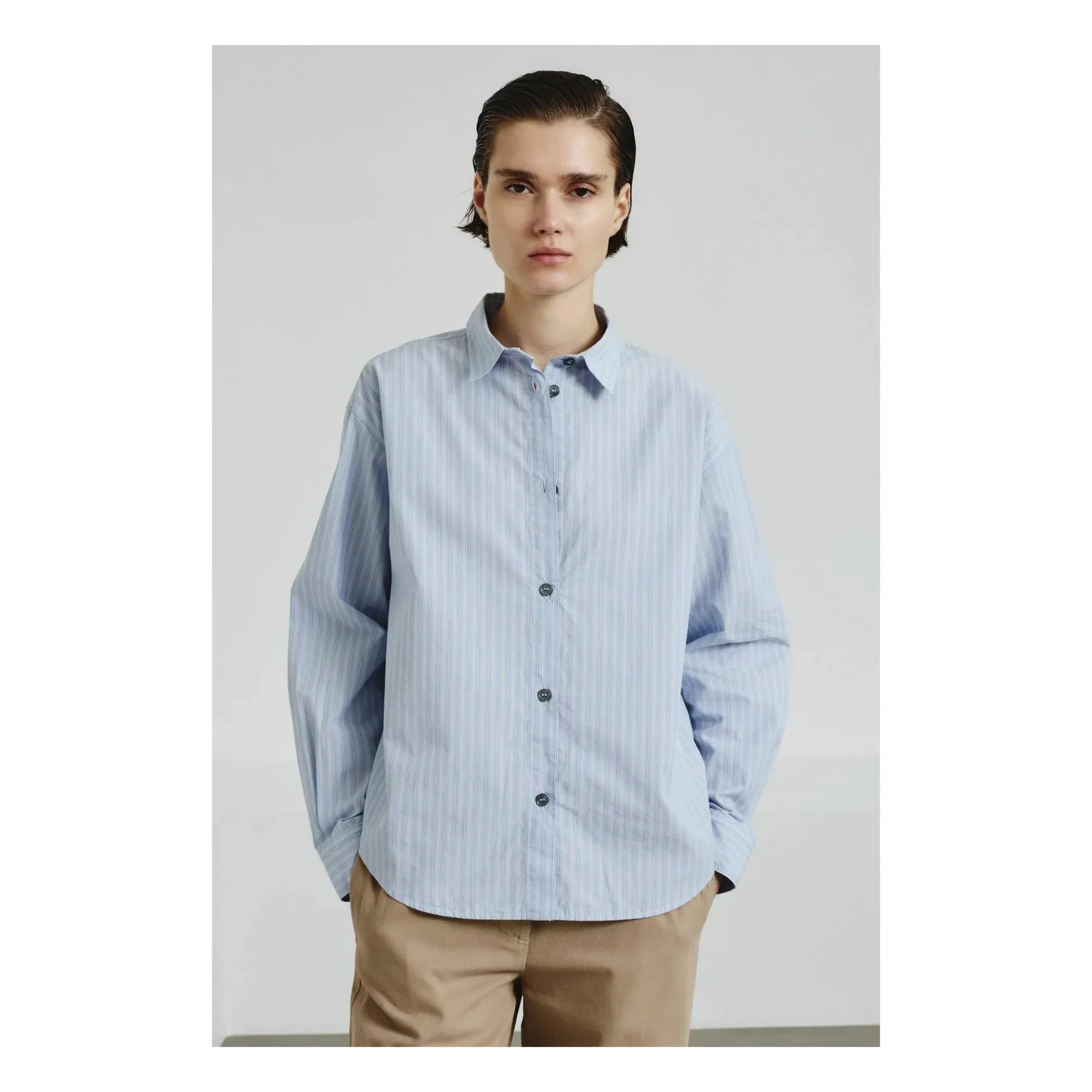 Pomandère – Gestreiftes Baumwollpopeline-Hemd | Blau
