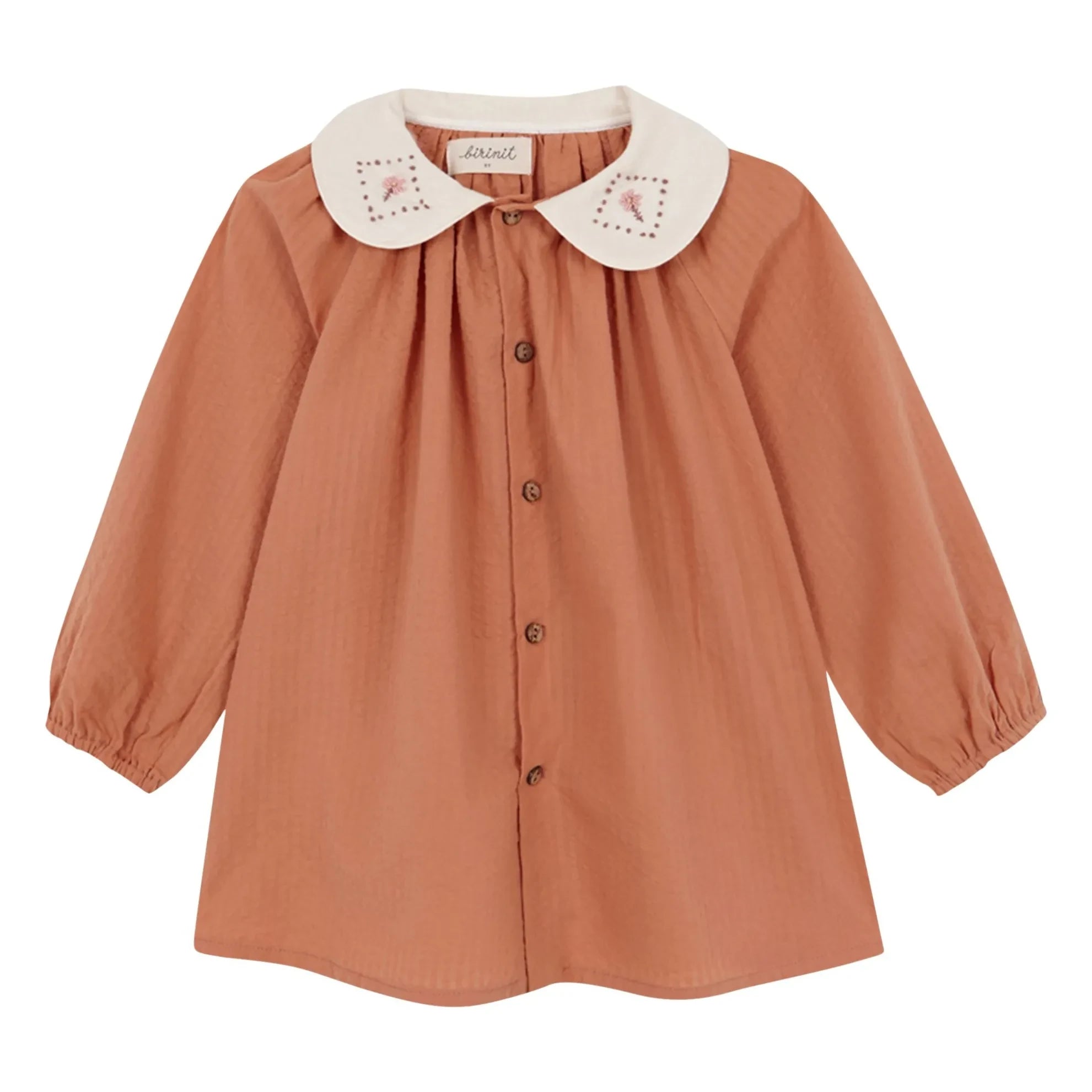 birinit - Bluse mit Claudine-Kragen Dessert Bio-Baumwolle | Russet