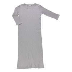 Poudre Organic - Geripptes Kleid Orchidee - Damen Kollektion | Hellgrau
