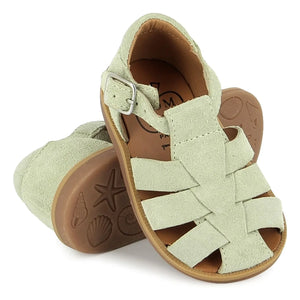 Pom d'Api - Poppy Daddy Samtsandalen | Mandelgrün