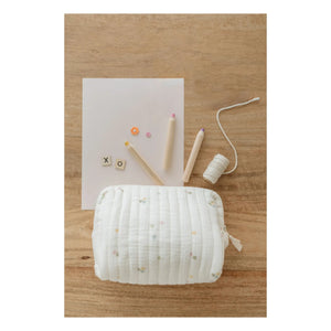 Soft Spot - Kosmetiktasche mit Gänseblümchenmuster aus Bio-Baumwolle | Ecru