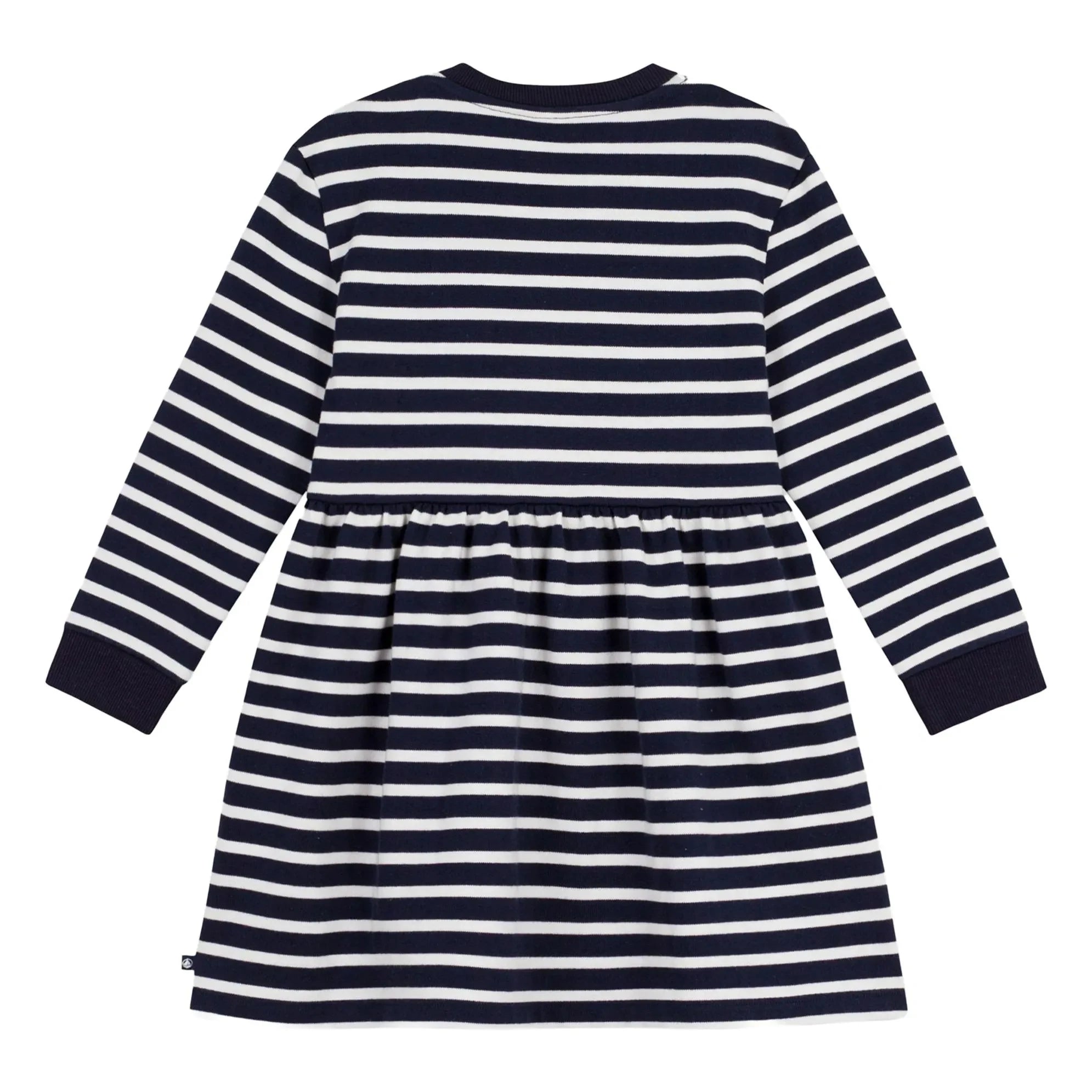 Petit Bateau – Gestreiftes Kleid mit ausgestelltem Rock | Marineblau