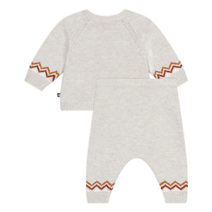 Petit Bateau - P'tit Cœur Wollpullover und Hose | Melierter Beige