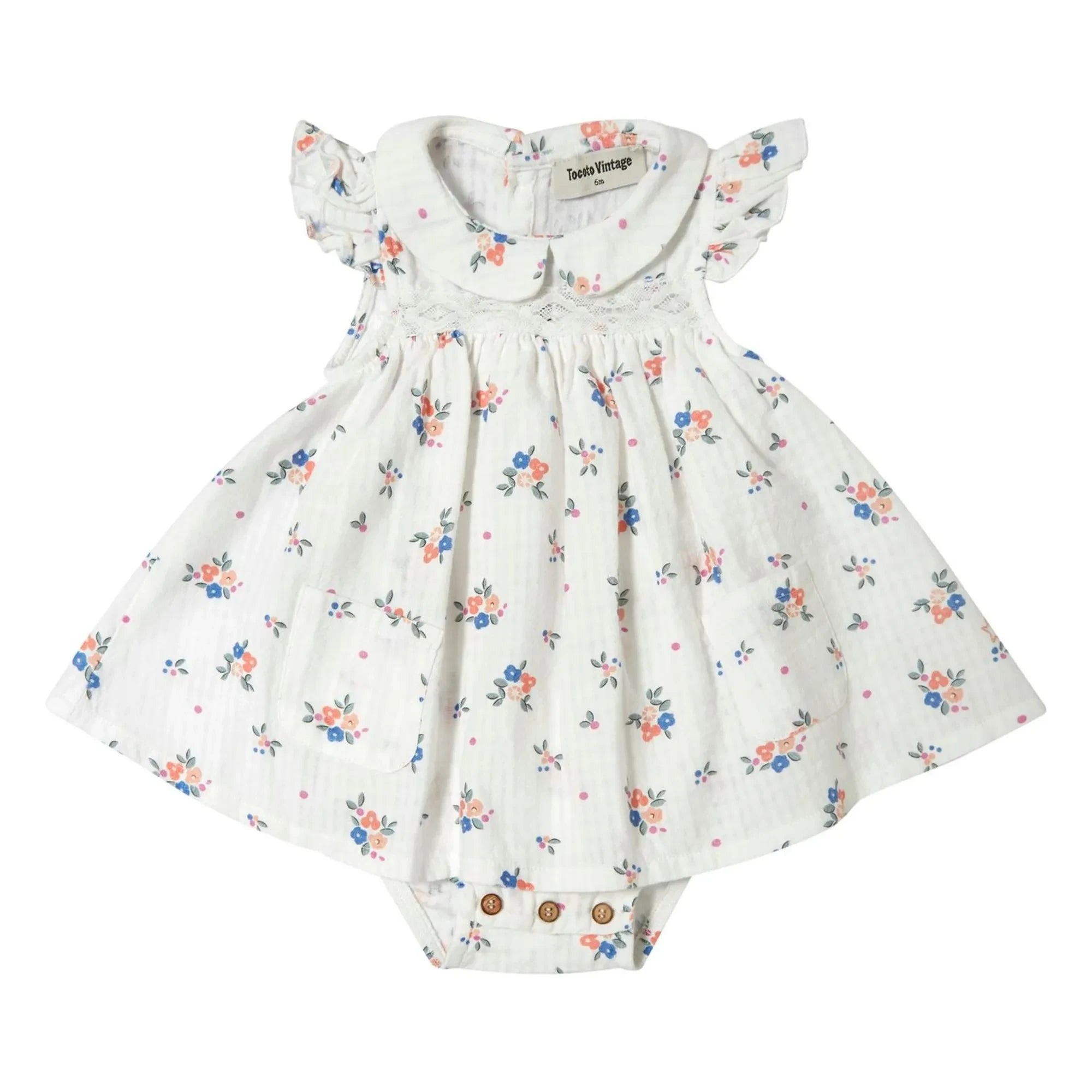 Tocoto Vintage - Blumenkleid | Weiß