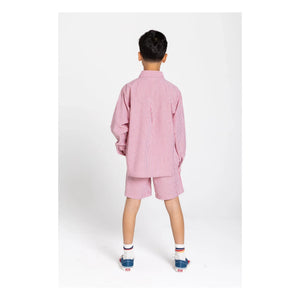 Smallable Kid - Gestreiftes Hemd | Kirschrot