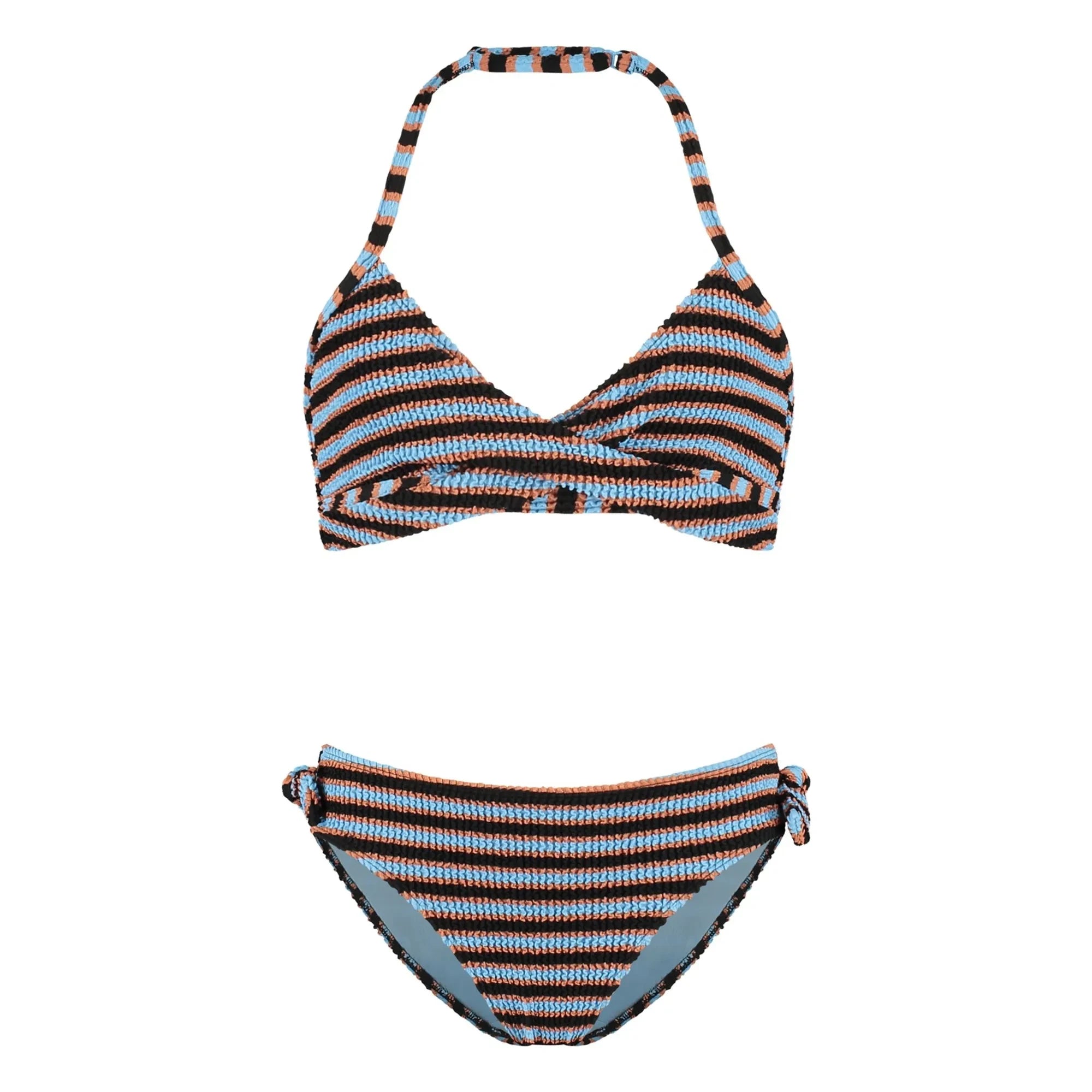 Beachlife - Gerippter Badeanzug mit Doppelknopf | Hellblau