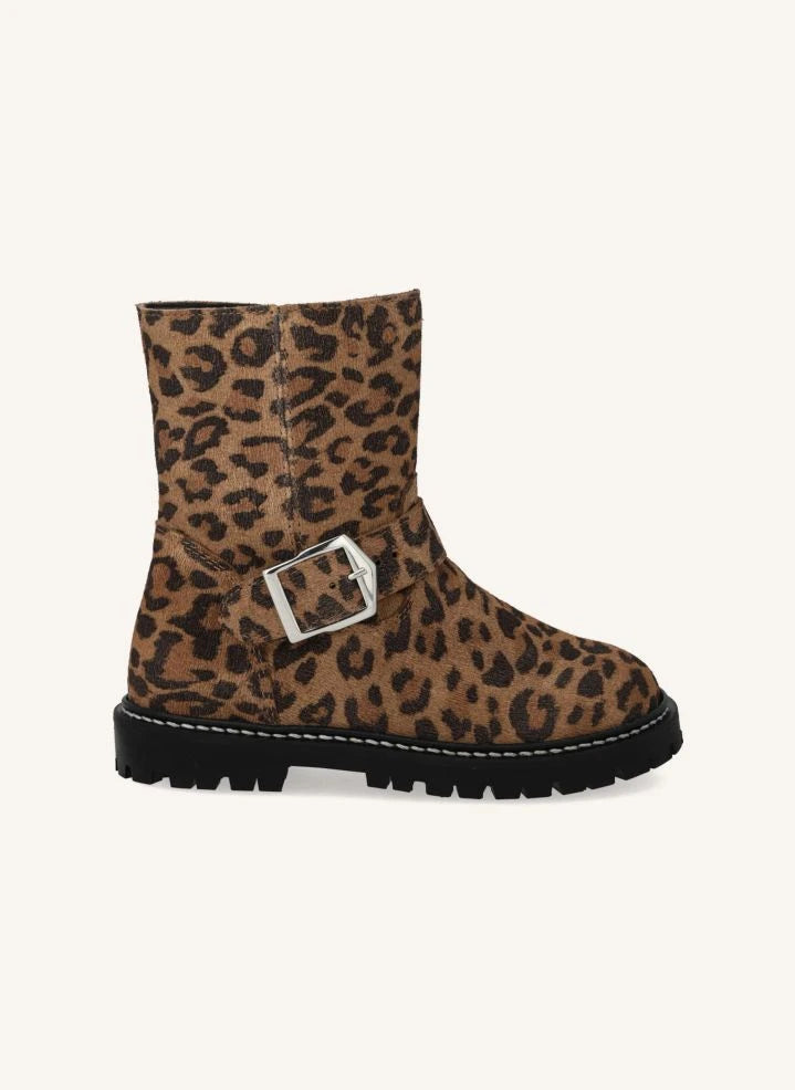 Angulus - Leoparden-Biker-Wildlederstiefel mit Schnalle