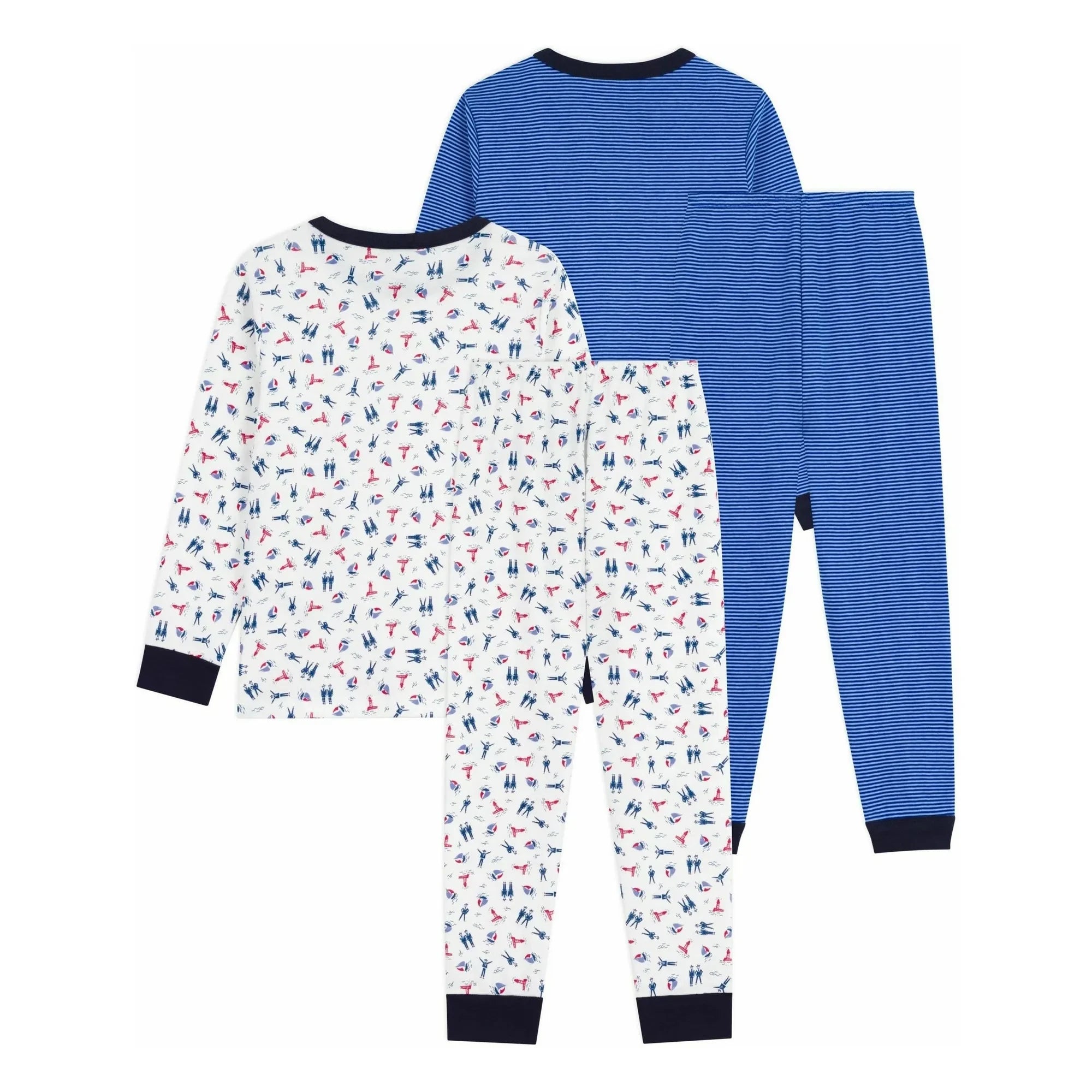 Petit Bateau – Schlafanzug-Set mit Kontrastkante, 2-teilig | Blau
