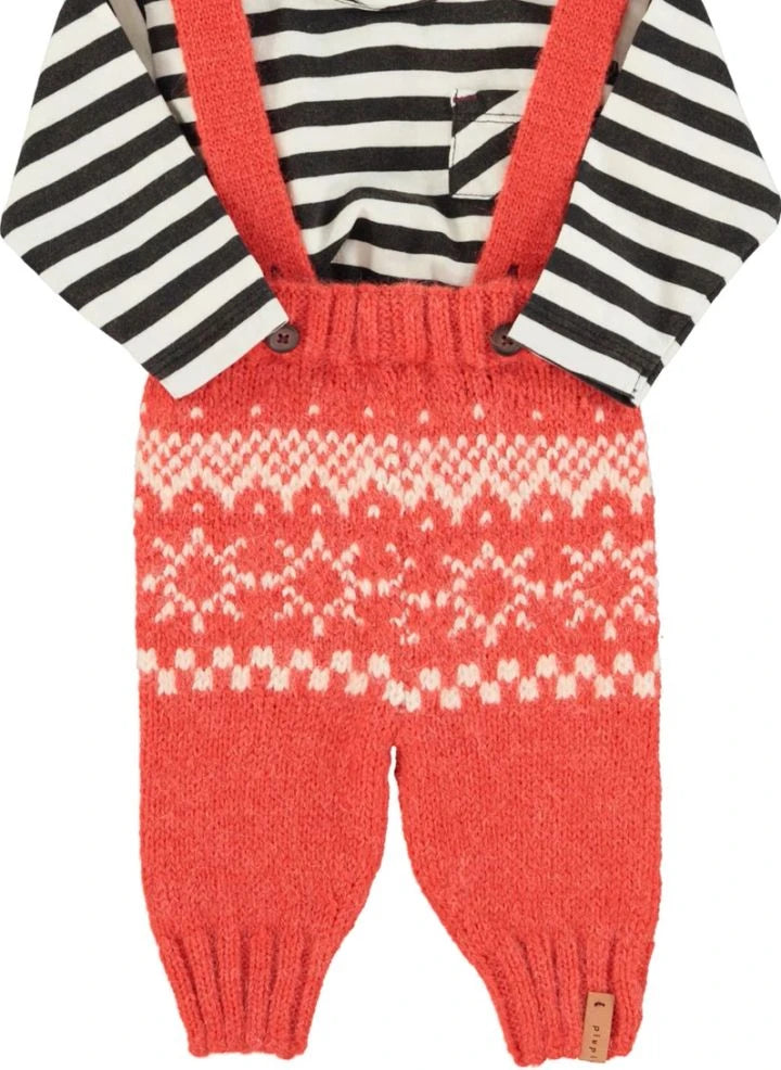 Piupiuchick - Jacquard-Strick-Latzhose aus Wolle | Rot