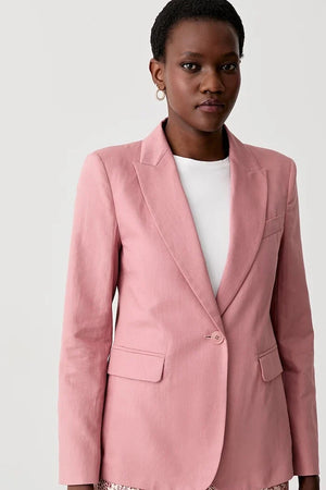 Weekend Max Mara kadın tek düğmeli keten karışımlı ceket ORCHE
